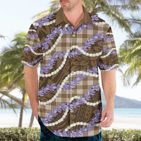 Brown Hawaii Palaka Honohono Pikake Hawaiian Shirt Hawaiian Orchid Lei Polynesian Pattern - Polynesian Pride