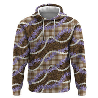 Brown Hawaii Palaka Honohono Pikake Hoodie Hawaiian Orchid Lei Polynesian Pattern - Polynesian Pride