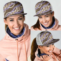 Brown Hawaii Palaka Honohono Pikake Mesh Trucker Cap Hawaiian Orchid Lei Polynesian Pattern - Polynesian Pride