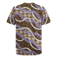 Brown Hawaii Palaka Honohono Pikake Rugby Jersey Hawaiian Orchid Lei Polynesian Pattern - Polynesian Pride