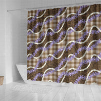 Brown Hawaii Palaka Honohono Pikake Shower Curtain Hawaiian Orchid Lei Polynesian Pattern - Polynesian Pride