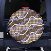 Brown Hawaii Palaka Honohono Pikake Spare Tire Cover Hawaiian Orchid Lei Polynesian Pattern - Polynesian Pride