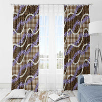 Brown Hawaii Palaka Honohono Pikake Window Curtain Hawaiian Orchid Lei Polynesian Pattern - Polynesian Pride