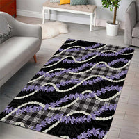 Black Hawaii Palaka Honohono Pikake Area Rug Hawaiian Orchid Lei Polynesian Pattern - Polynesian Pride
