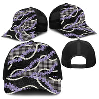 Black Hawaii Palaka Honohono Pikake Baseball Net Cap Hawaiian Orchid Lei Polynesian Pattern - Polynesian Pride