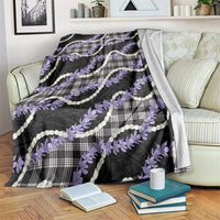 Black Hawaii Palaka Honohono Pikake Blanket Hawaiian Orchid Lei Polynesian Pattern - Polynesian Pride