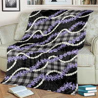 Black Hawaii Palaka Honohono Pikake Blanket Hawaiian Orchid Lei Polynesian Pattern - Polynesian Pride