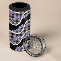 Black Hawaii Palaka Honohono Pikake 4 in 1 Can Cooler Tumbler Hawaiian Orchid Lei Polynesian Pattern - Polynesian Pride