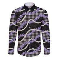 Black Hawaii Palaka Honohono Pikake Family Matching Long Sleeve Bodycon Dress and Hawaiian Shirt Hawaiian Orchid Lei Polynesian Pattern LT14 Dad's Shirt - Long Sleeve Black - Polynesian Pride