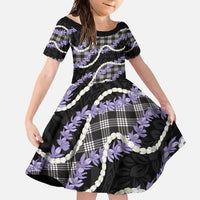 Black Hawaii Palaka Honohono Pikake Family Matching Mermaid Dress and Hawaiian Shirt Hawaiian Orchid Lei Polynesian Pattern LT14 Daughter's Dress Black - Polynesian Pride