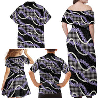 Black Hawaii Palaka Honohono Pikake Family Matching Off Shoulder Maxi Dress and Hawaiian Shirt Hawaiian Orchid Lei Polynesian Pattern LT14 - Polynesian Pride