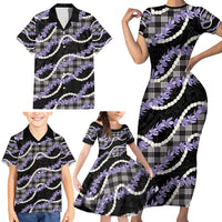 Black Hawaii Palaka Honohono Pikake Family Matching Short Sleeve Bodycon Dress and Hawaiian Shirt Hawaiian Orchid Lei Polynesian Pattern LT14 - Polynesian Pride