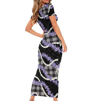 Black Hawaii Palaka Honohono Pikake Family Matching Short Sleeve Bodycon Dress and Hawaiian Shirt Hawaiian Orchid Lei Polynesian Pattern LT14 - Polynesian Pride