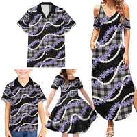 Black Hawaii Palaka Honohono Pikake Family Matching Summer Maxi Dress and Hawaiian Shirt Hawaiian Orchid Lei Polynesian Pattern - Polynesian Pride