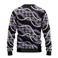 Black Hawaii Palaka Honohono Pikake Ugly Christmas Sweater Hawaiian Orchid Lei Polynesian Pattern - Polynesian Pride