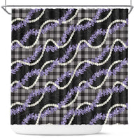 Black Hawaii Palaka Honohono Pikake Shower Curtain Hawaiian Orchid Lei Polynesian Pattern - Polynesian Pride