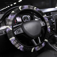 Black Hawaii Palaka Honohono Pikake Steering Wheel Cover Hawaiian Orchid Lei Polynesian Pattern - Polynesian Pride