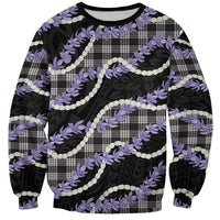 Black Hawaii Palaka Honohono Pikake Sweatshirt Hawaiian Orchid Lei Polynesian Pattern - Polynesian Pride
