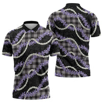 Black Hawaii Palaka Honohono Pikake Zipper Polo Shirt Hawaiian Orchid Lei Polynesian Pattern - Polynesian Pride