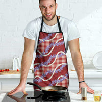 Red Hawaii Palaka Honohono Pikake Apron Hawaiian Orchid Lei Polynesian Pattern - Polynesian Pride
