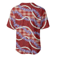 Red Hawaii Palaka Honohono Pikake Baseball Jersey Hawaiian Orchid Lei Polynesian Pattern - Polynesian Pride