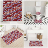 Red Hawaii Palaka Honohono Pikake Bathroom Set Hawaiian Orchid Lei Polynesian Pattern - Polynesian Pride