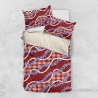 Red Hawaii Palaka Honohono Pikake Bedding Set Hawaiian Orchid Lei Polynesian Pattern - Polynesian Pride