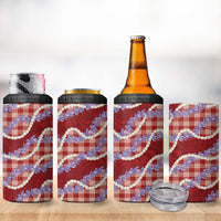 Red Hawaii Palaka Honohono Pikake 4 in 1 Can Cooler Tumbler Hawaiian Orchid Lei Polynesian Pattern - Polynesian Pride