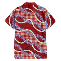 Red Hawaii Palaka Honohono Pikake Family Matching Long Sleeve Bodycon Dress and Hawaiian Shirt Hawaiian Orchid Lei Polynesian Pattern LT14 - Polynesian Pride