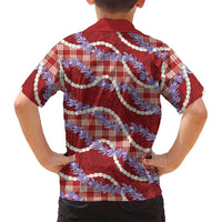Red Hawaii Palaka Honohono Pikake Family Matching Mermaid Dress and Hawaiian Shirt Hawaiian Orchid Lei Polynesian Pattern LT14 - Polynesian Pride