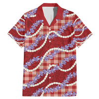 Red Hawaii Palaka Honohono Pikake Family Matching Mermaid Dress and Hawaiian Shirt Hawaiian Orchid Lei Polynesian Pattern LT14 Dad's Shirt - Short Sleeve Red - Polynesian Pride