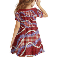 Red Hawaii Palaka Honohono Pikake Family Matching Short Sleeve Bodycon Dress and Hawaiian Shirt Hawaiian Orchid Lei Polynesian Pattern LT14 - Polynesian Pride
