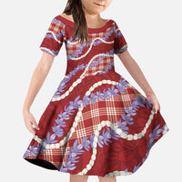 Red Hawaii Palaka Honohono Pikake Family Matching Tank Maxi Dress and Hawaiian Shirt Hawaiian Orchid Lei Polynesian Pattern LT14 Daughter's Dress Red - Polynesian Pride