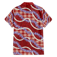 Red Hawaii Palaka Honohono Pikake Hawaiian Shirt Hawaiian Orchid Lei Polynesian Pattern - Polynesian Pride