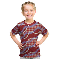 Red Hawaii Palaka Honohono Pikake Kid T Shirt Hawaiian Orchid Lei Polynesian Pattern - Polynesian Pride