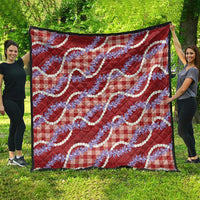 Red Hawaii Palaka Honohono Pikake Quilt Hawaiian Orchid Lei Polynesian Pattern - Polynesian Pride