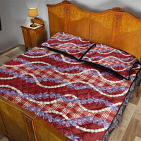 Red Hawaii Palaka Honohono Pikake Quilt Bed Set Hawaiian Orchid Lei Polynesian Pattern - Polynesian Pride