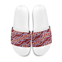 Red Hawaii Palaka Honohono Pikake Slide Sandals Hawaiian Orchid Lei Polynesian Pattern - Polynesian Pride