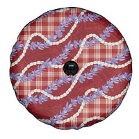 Red Hawaii Palaka Honohono Pikake Spare Tire Cover Hawaiian Orchid Lei Polynesian Pattern - Polynesian Pride