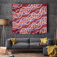 Red Hawaii Palaka Honohono Pikake Tapestry Hawaiian Orchid Lei Polynesian Pattern - Polynesian Pride