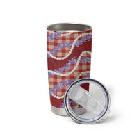 Red Hawaii Palaka Honohono Pikake Tumbler Cup Hawaiian Orchid Lei Polynesian Pattern - Polynesian Pride