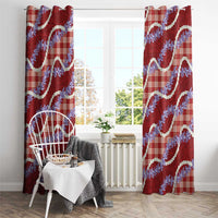 Red Hawaii Palaka Honohono Pikake Window Curtain Hawaiian Orchid Lei Polynesian Pattern - Polynesian Pride