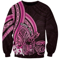 Pink Polynesia Easter Day Sweatshirt Eggs With Bunny Polynesian Pattern