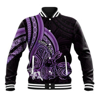 Purple Polynesia Easter Day Baseball Jacket Eggs With Bunny Polynesian Pattern
