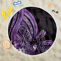 Purple Polynesia Easter Day Beach Blanket Eggs With Bunny Polynesian Pattern