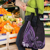 Purple Polynesia Easter Day Grocery Bag Eggs With Bunny Polynesian Pattern