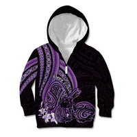 Purple Polynesia Easter Day Kid Hoodie Eggs With Bunny Polynesian Pattern