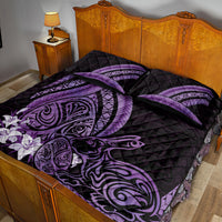 Purple Polynesia Easter Day Quilt Bed Set Eggs With Bunny Polynesian Pattern