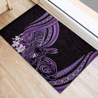 Purple Polynesia Easter Day Rubber Doormat Eggs With Bunny Polynesian Pattern