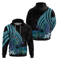 Turquoise Polynesia Easter Day Hoodie Eggs With Bunny Polynesian Pattern